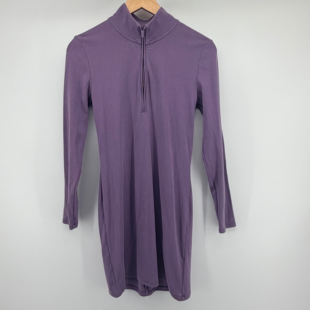 Sunday Best Aritzia Dress Womens Medium Purple Quarter Zip Long Sleeve Mini Knit